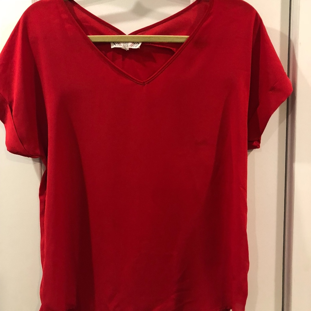Red Chiffon Blouse